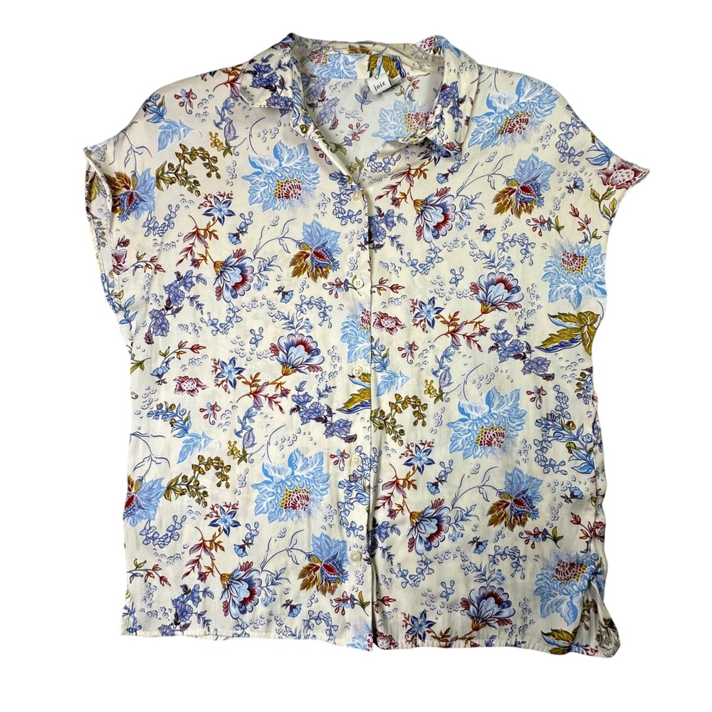 Joie Floral Button Front Blouse Cap Sleeve Boho Cottagecore XS Parisian Office
